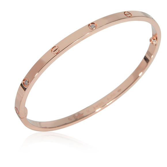Cartier Love Diamond Bracelet in 18k Rose Gold, Small Model 0.15 CTW - Picture 2 of 6